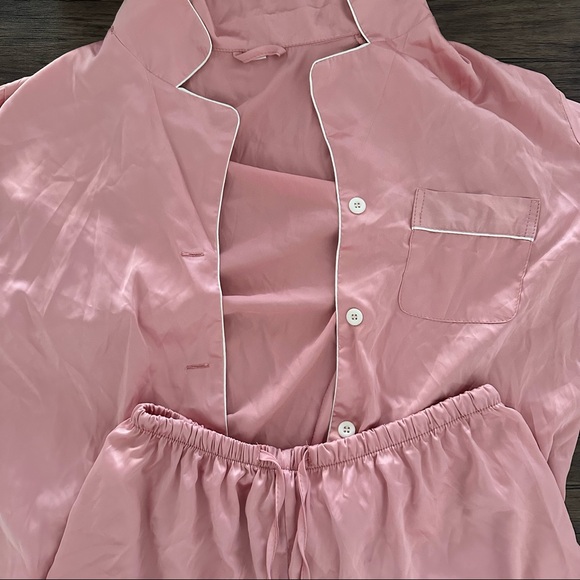 Satin Pajama Set Pink - Picture 2 of 6